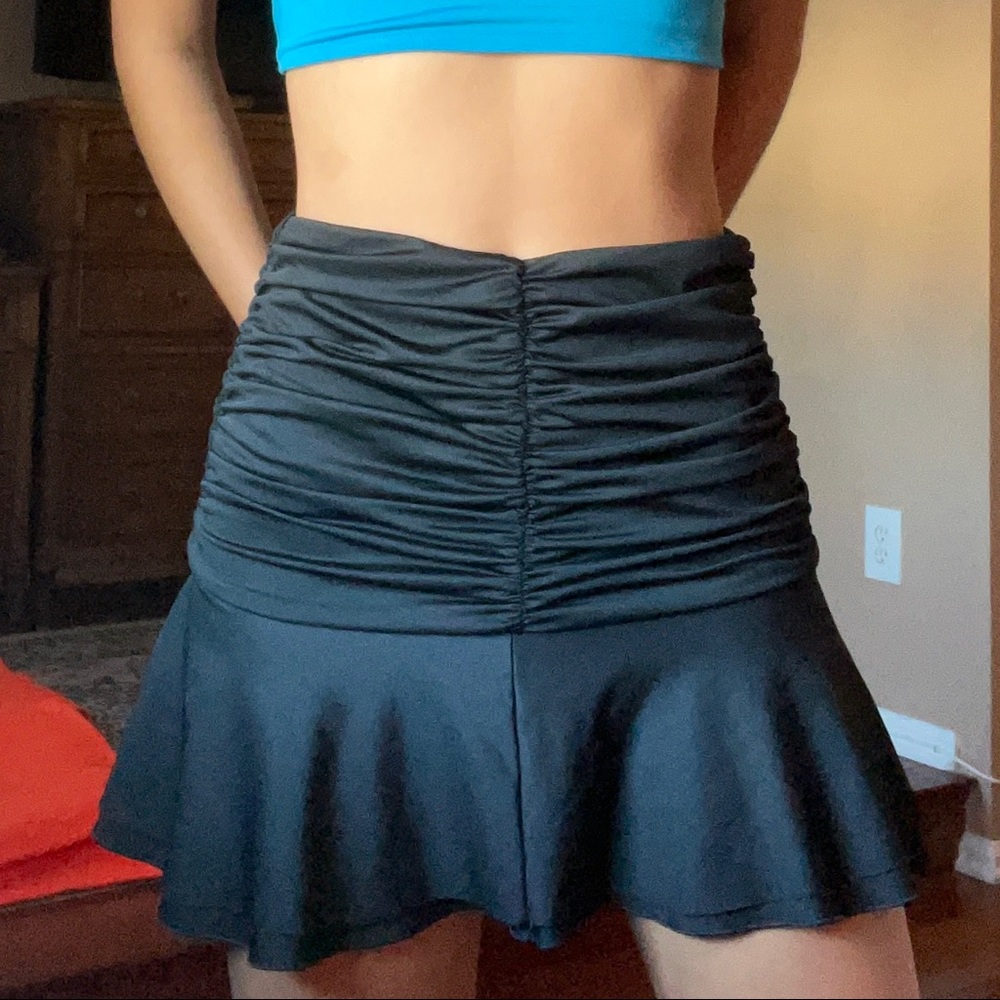 Black Ruched Y2K Skirt